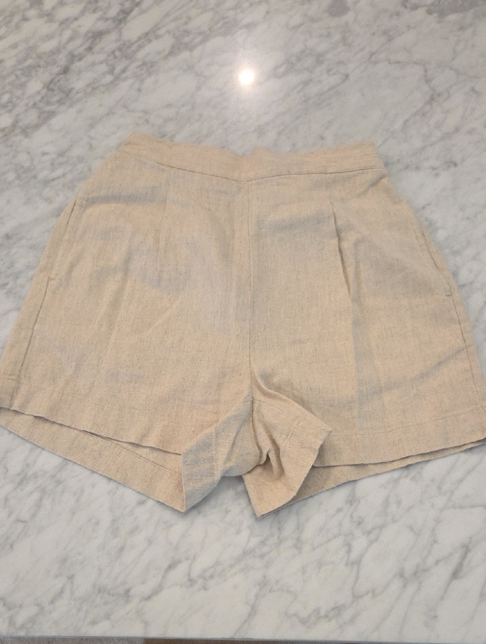 Madewell High-Rise Cream Linen-Blend Tailored Shorts